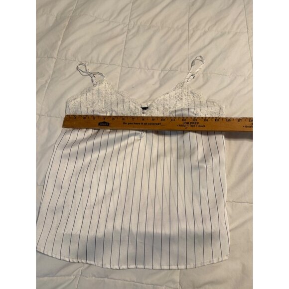 Abercrombie & Fitch Womens Striped Lace Trim Tank Top S White Navy Coquette Y2K - Picture 5 of 14